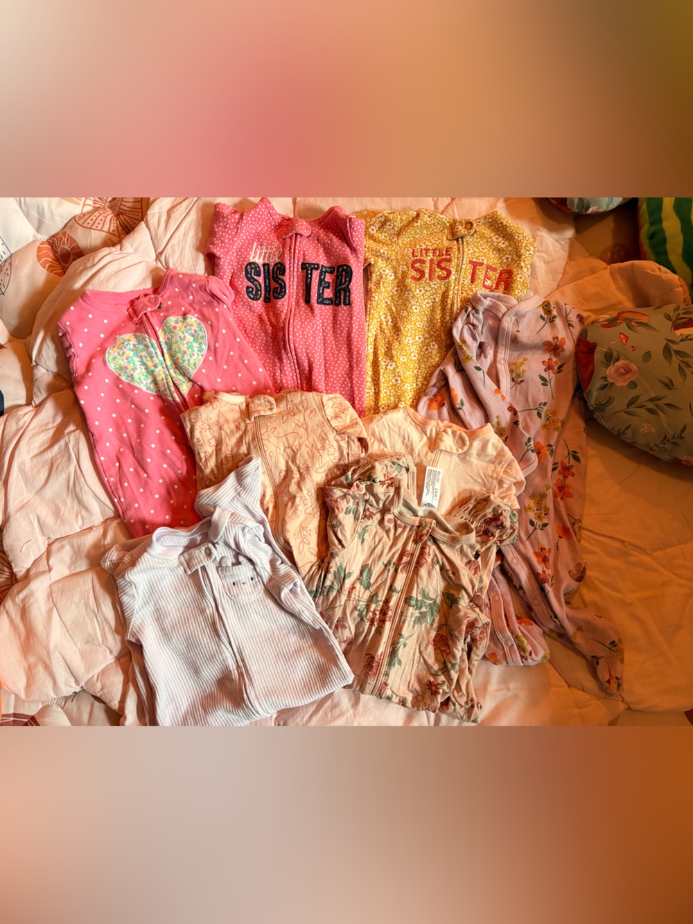 Carter's Girls Pink and Yellow Floral Mix Pajama and Sleepwear Lot